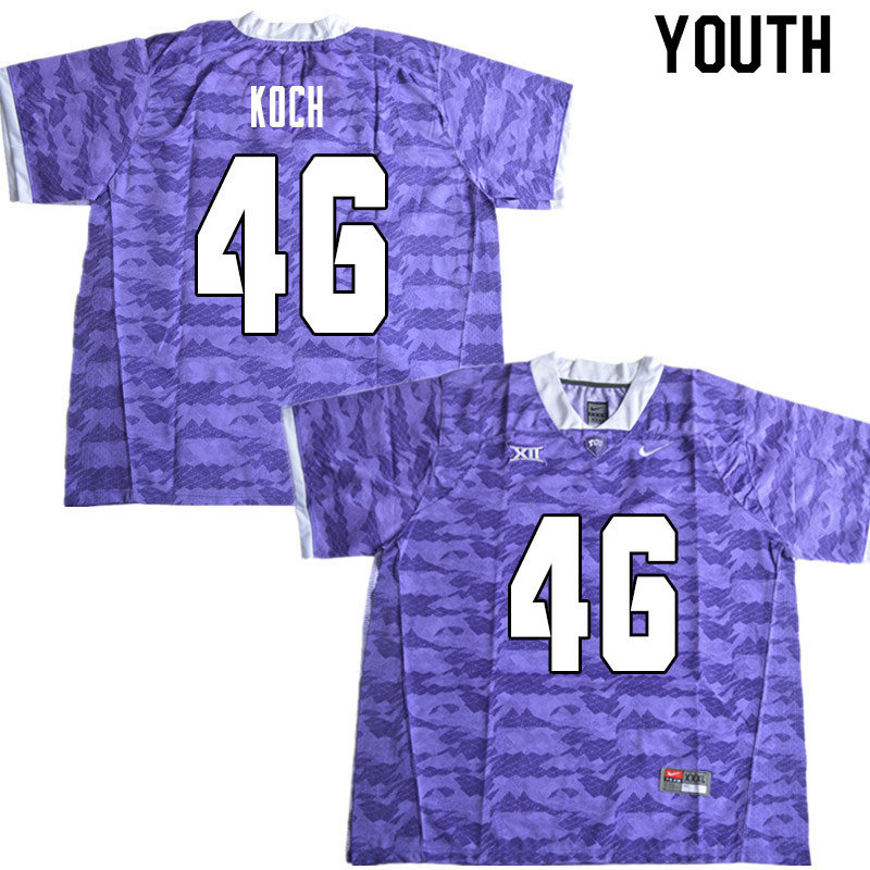 Youth #46 Connor Koch TCU Horned Frogs College Football Jerseys Sale-Limited Purple